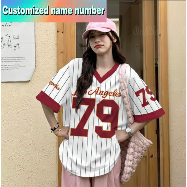 Jersey คอวีสำหรับผู้หญิง ขนาดใหญ่ ระบายอากาศได้ดี สไตล์กีฬา