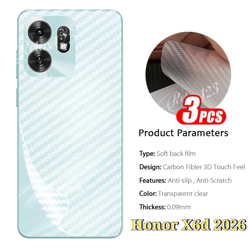 คาร์บอนไฟเบอร์กลับฟิล์มสําหรับ Honor X6d 5G Matte คาร์บอนไฟเบอร์ป้องกันหน้าจอสําหรับ Honor X6D HONOR