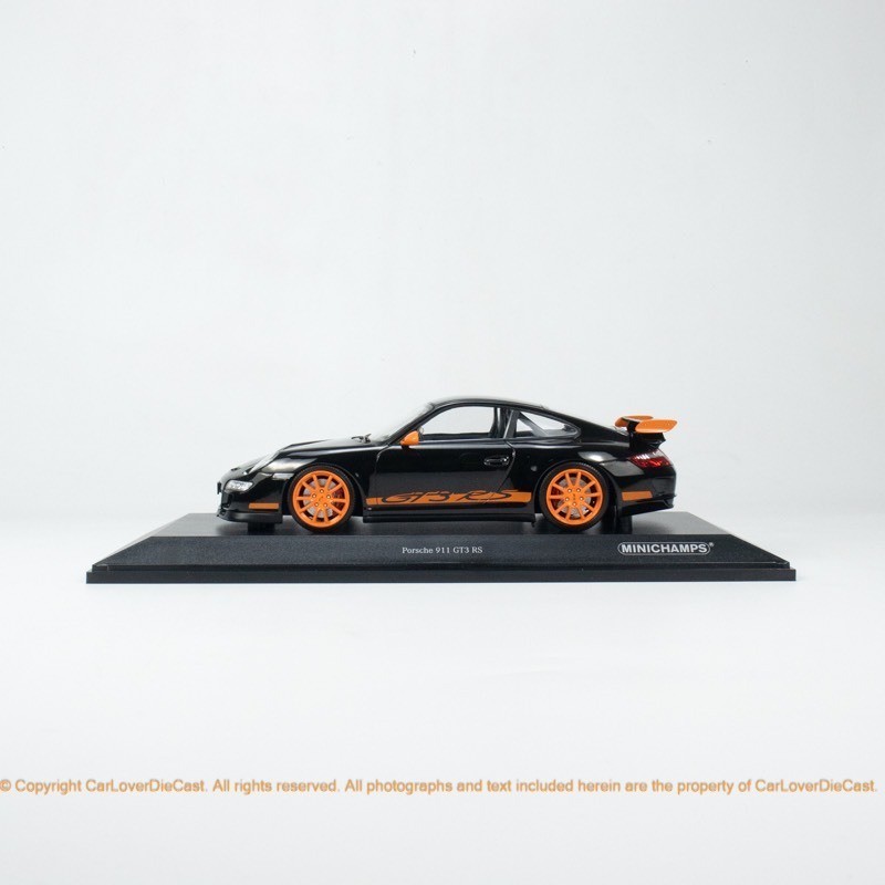 MINICHAMPS/Mini Cut 1: 18 PORSCHE 911 GT3 RS-2007-BLACK BLACK/ORANGE ORANGE Alloy Seal