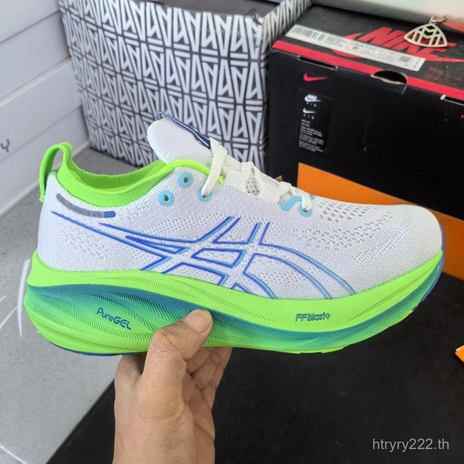 Asics Gel-Nimbus 26 รองเท้าวิ่งผู้ชาย Gel-Nimbus 25 น้ําหนักเบาเบาะรองเท้ากีฬา FINW