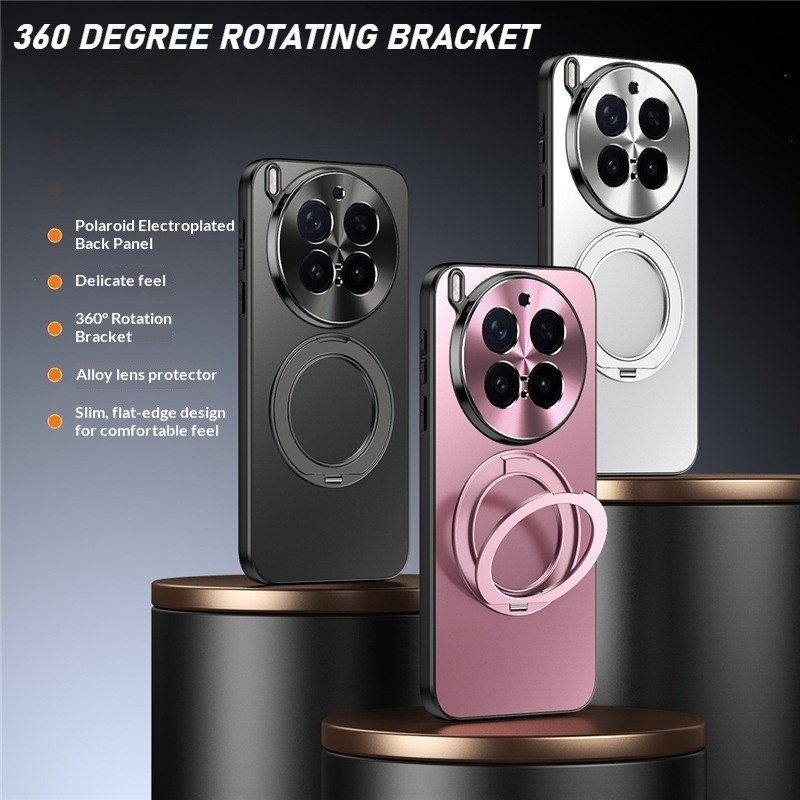 Electroplated frosted เคสโทรศัพท์สําหรับ Vivo X300 X200 X100 Pro/Ultra/Mini X200S X100S Y500 Y300 Y200 Pro หมุนวงเล็บแม่เหล็กฝาครอบป้องกันโลหะเลนส์กรอบ anti drop กรณี