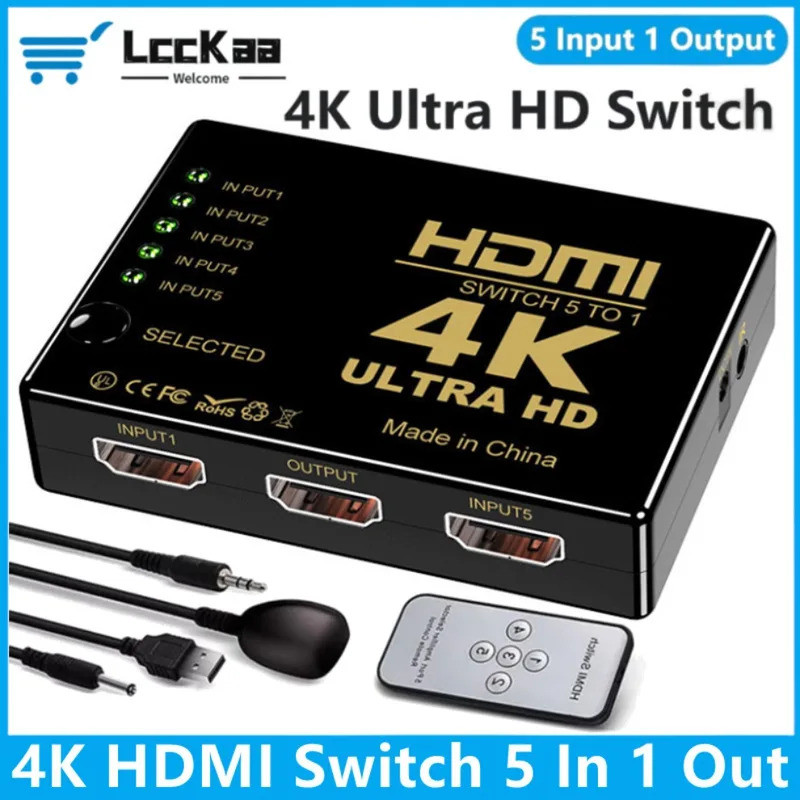 5 in 1 out HDMI Switch KVM Switcher HD 4K Video Switches Splitter 3X1 5x1 HDMI Switcher Hub Adapter 