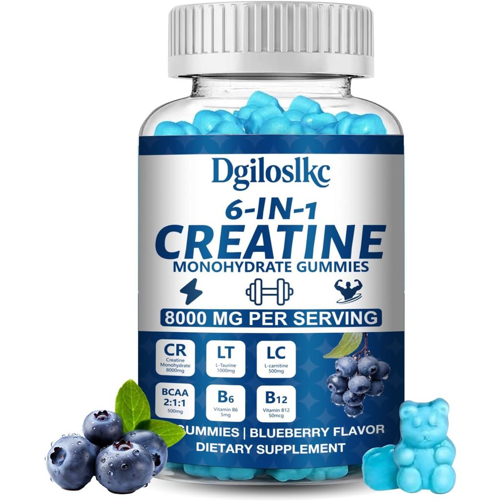 1 แพ็ค 8000MG Creatine Monohydrate Gummies 500mg BCAAs สําหรับผู้ชายและผู้หญิง, L-Taurine, วิตามิน B