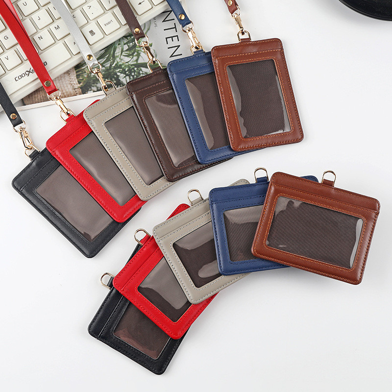 First Layer Cowhide Work Permit Card Holder หนังแท้ 2 ช่องใส่การ์ด Work Card ID Holder Badge Card ซอ