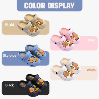 [BANGKOK SHIPPING] รองเท้าแตะกันลื่น EVA ลายพิมพ์แคปิบาราน่ารัก คุณภาพสูง DIY Crocs สำหรับเด็ก3-8 ปี