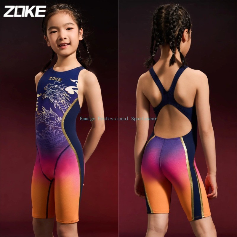 ZOKE Girls One Piece Racing ชุดว่ายน้ำสำหรับการแข่งขัน มีระบบป้องกันคลอรีน ออกแบบมาเพื่อนักว่ายน้ำมืออาชีพ
