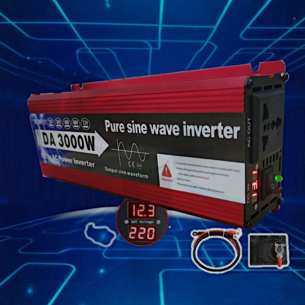 แปลงไฟรถเป็นไฟบ้าน 3500W/5000W ทันใจ 12V/24V พร้อมส่ง!