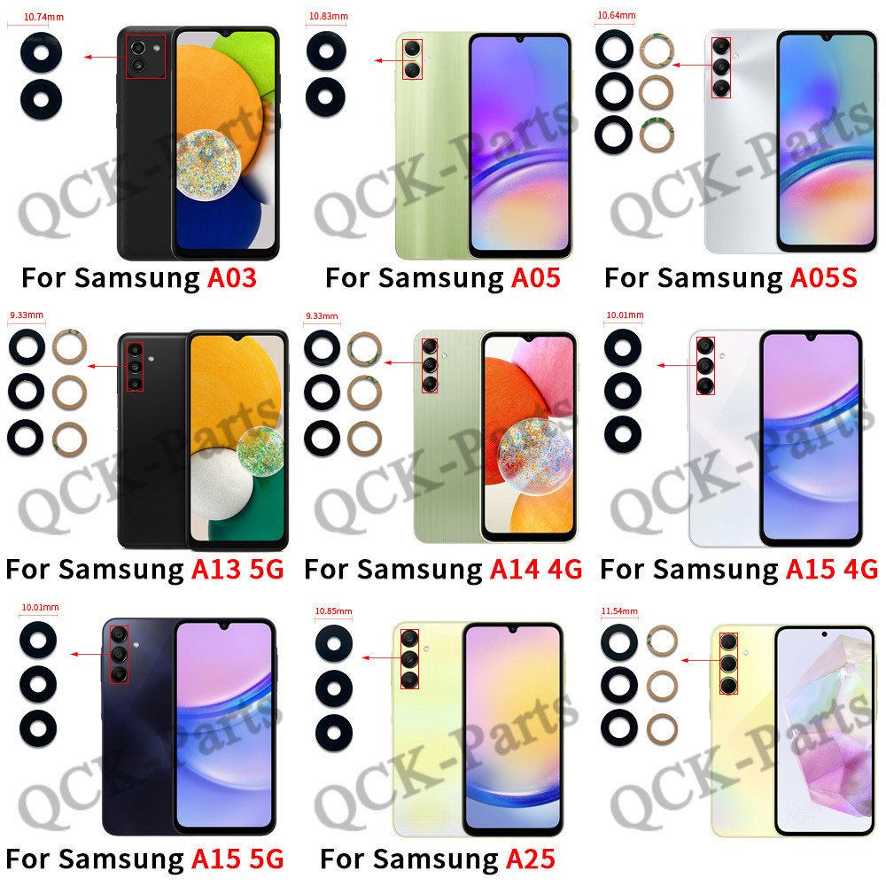 SAMSUNG เลนส์กล้องสําหรับSamsung A03 A05 A05S A13 A14 4G A15 A25 A35 A52 A55 5Gด้านหลังกล้องเลนส์แก้วกาวเปลี่ยนซ่อมอะไหล่