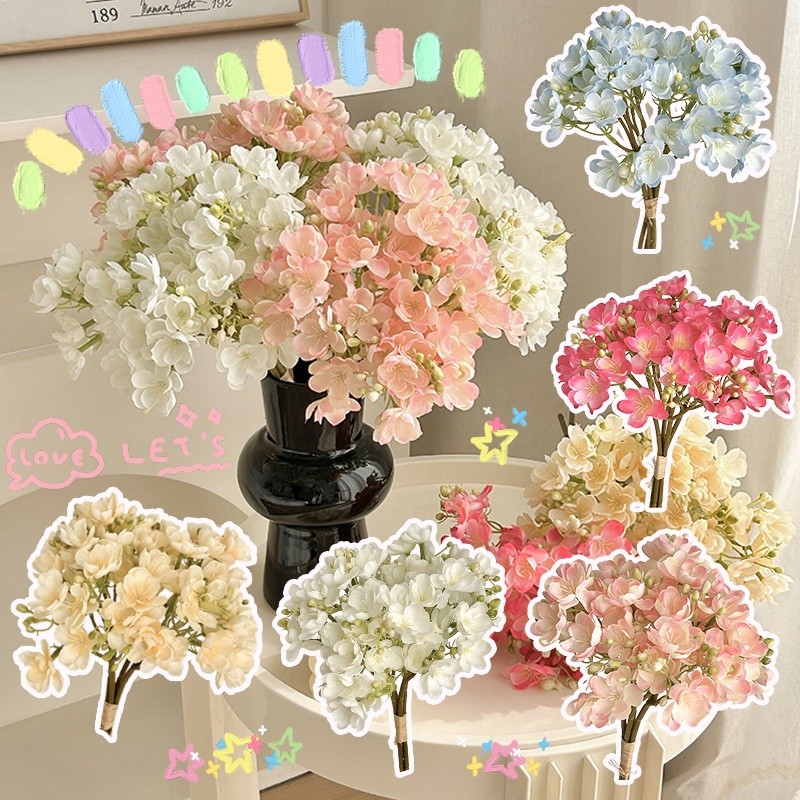 คลาสสิก Artificia จัสมินช่อดอกไม้ห้องนั่งเล่นจําลองสาขาเครื่องประดับงานแต่งงาน Photo Prop