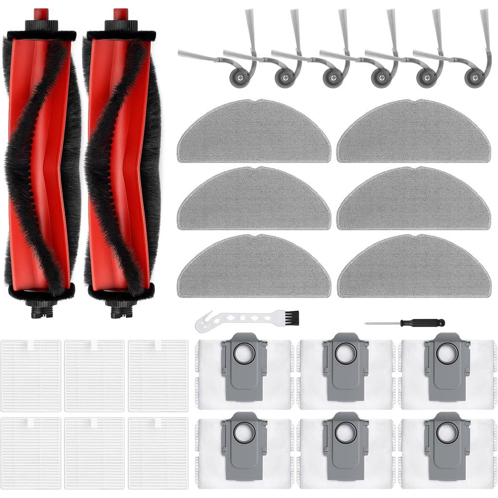 Q7 M5 plus อะไหล่อุปกรณ์เสริมสําหรับ Roborock Q7 M5+, Q7 L5+ Series Robot Vacuum Kit, 2 แปรงหลัก, 6 