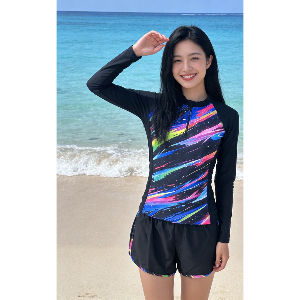 ส่งทันทีจากไทย 💥ชุดว่ายน้ำ แขนยาว +กางเกงขาสั้น สุดเท่ยอดฮิต รหัส31519