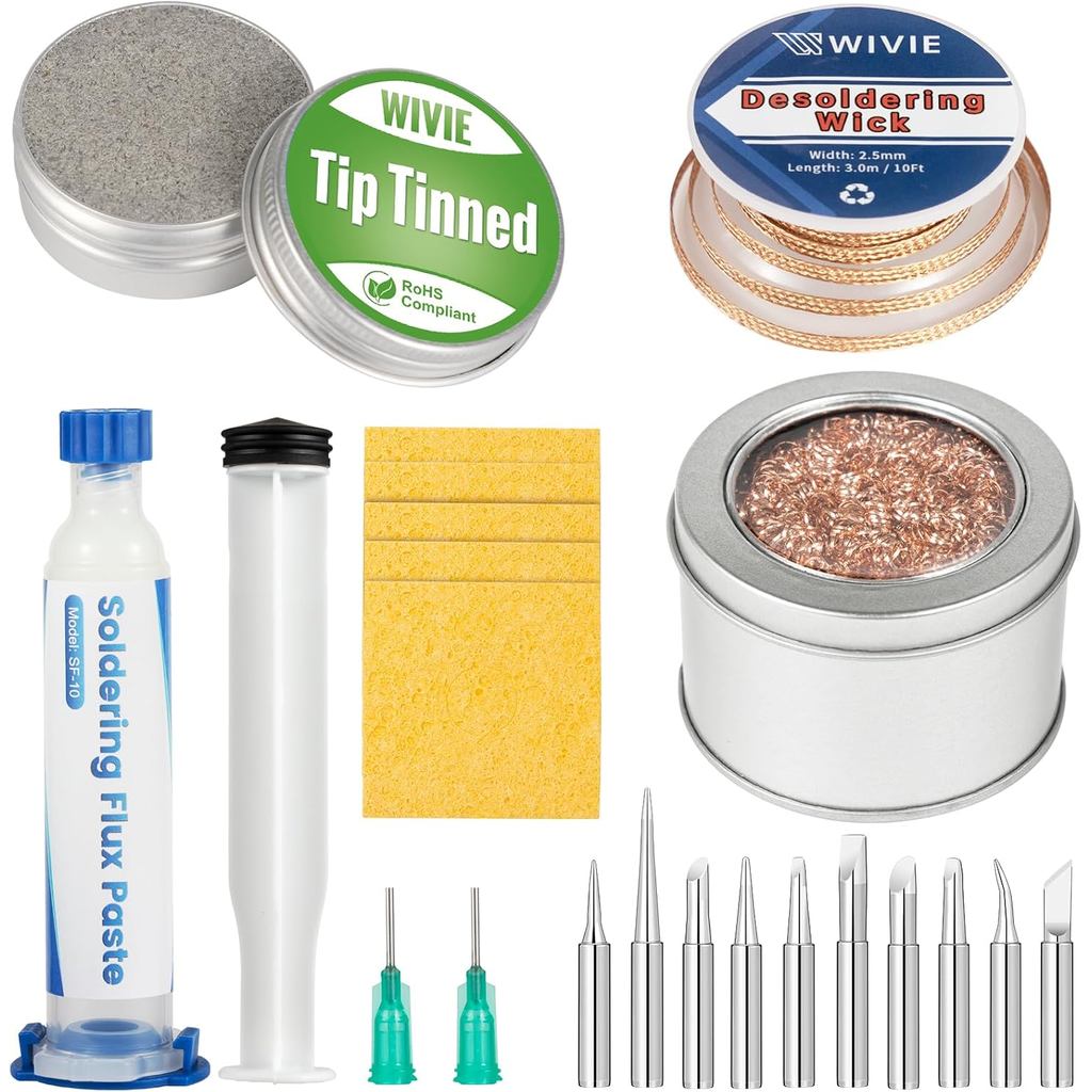 ชุดทําความสะอาดปลายบัดกรี, รวมเคล็ดลับ Tinner ลวดทองเหลือง, Solder Wick, ฟองน้ําทําความสะอาด, Solder