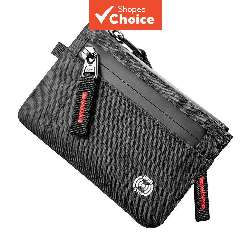 กระเป๋าสตางค์ RFID EDC บางเฉียบสําหรับผู้ชายกันน้ําพร้อมกระเป๋าใส่เหรียญแบบมีซิปและช่องเสียบการ์ดหลายช่อง