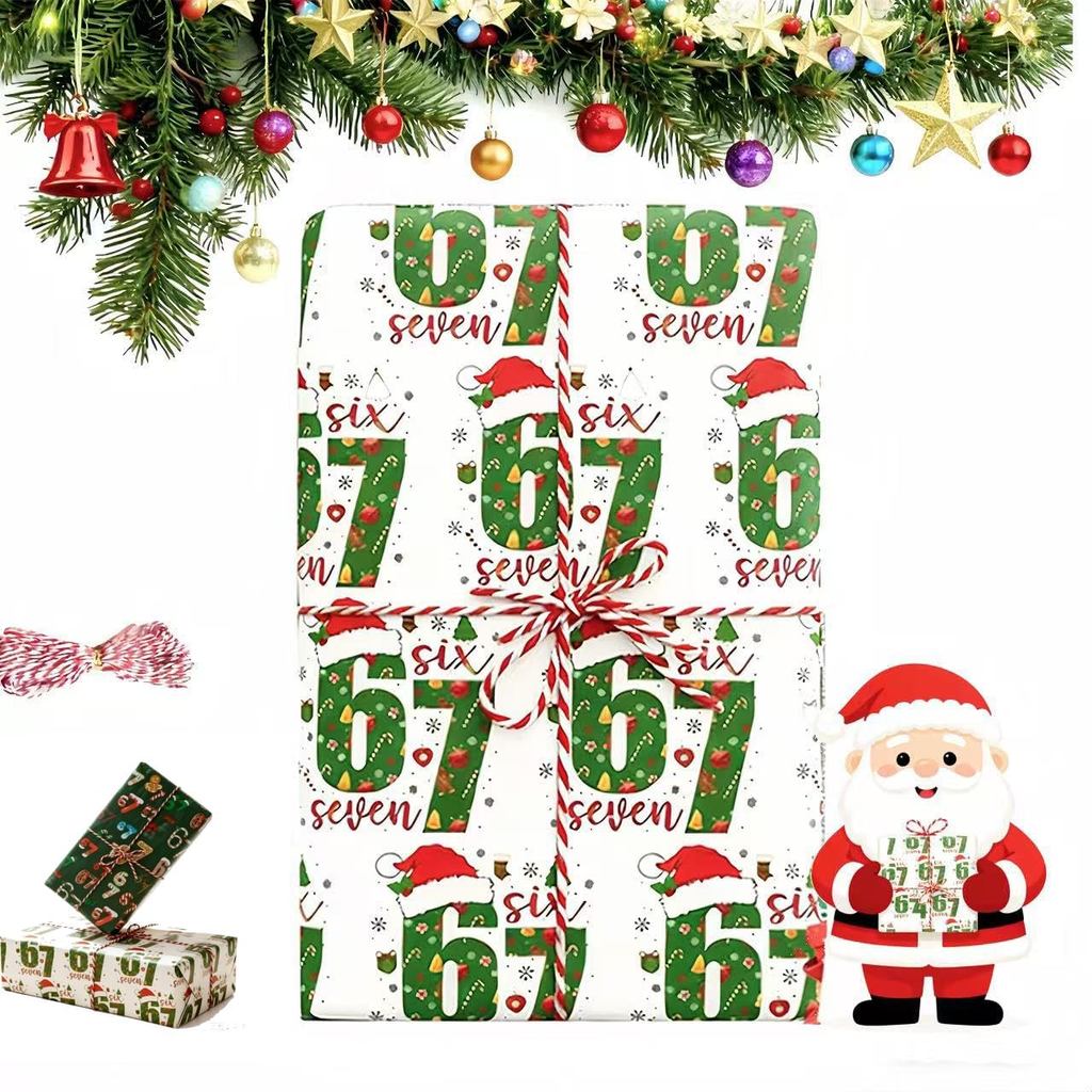 67 กระดาษห่อคริสต์มาส, 6 7 Meme กระดาษห่อคริสต์มาสตลก, กระดาษห่อ67, ห่อของขวัญด้วย Santa 67 Meme, Un