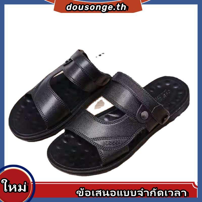 Walker รองเท้าแตะผู้ชาย รหัส M3310 สีดำ หนังแท้