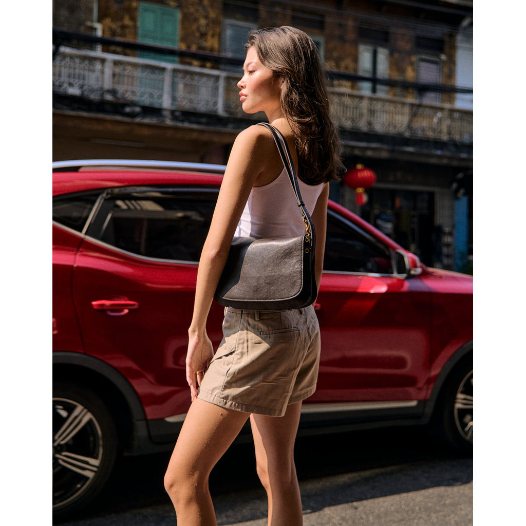 Muse Aria - Rachel Flap Minimal Shoulder Bag Genuine Leather กระเป๋าหนังวัวแท้