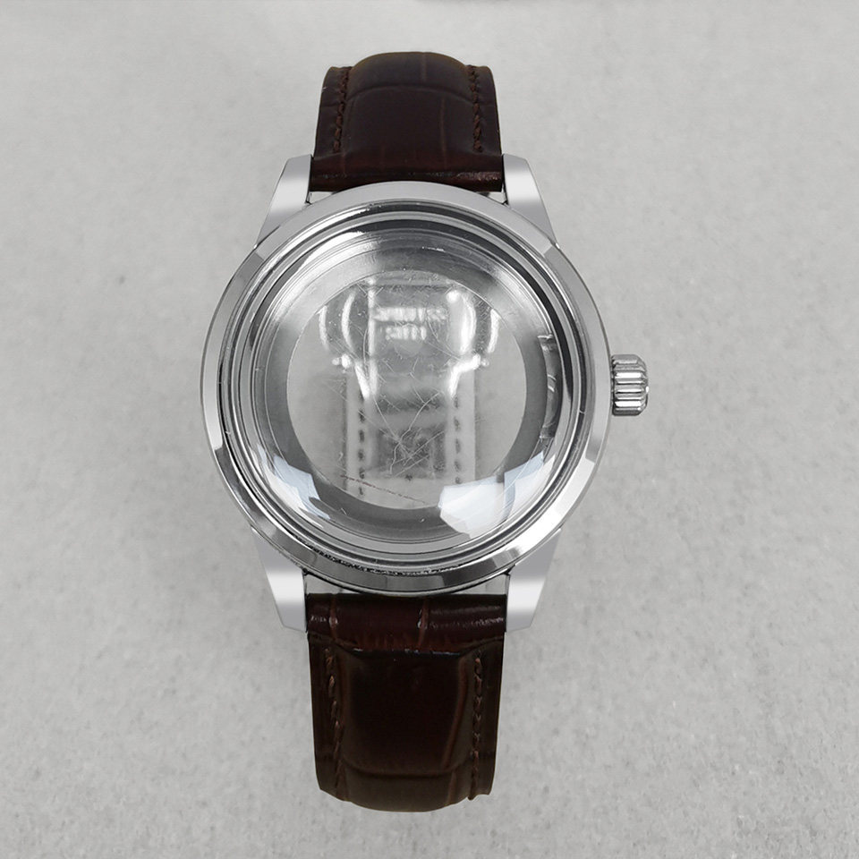 ดัดแปลงอุปกรณ์เสริม 39 มม.โปร่งใสด้านล่างกรณีผีเสื้อ Double Snap Buckle สายหนังแท้เหมาะสําหรับ NH35/