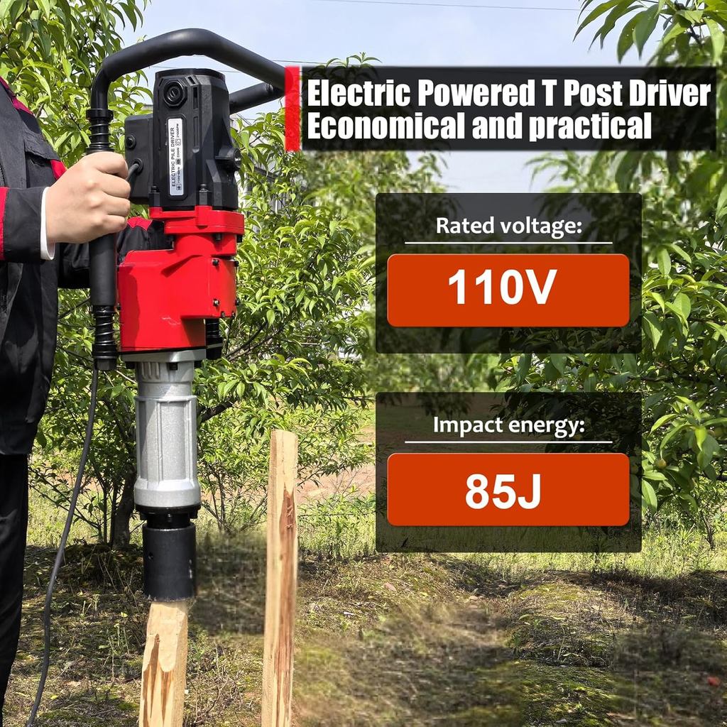 ค้อนไดร์เวอร์กองไฟฟ้า 2200W Electric T Post Driver, 220V Handheld Pile Driver, 2100 BPM เพียงพอสําหร