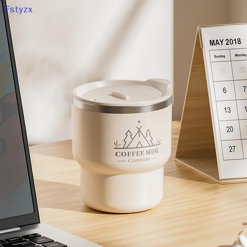 Fstyzx 400ML ถ้วยเก็บความร้อน 304 สแตนเลสสองชั้นฉนวนถ้วยน้ําสํานักงานนมแก้วกาแฟนักเรียนแบบพกพาปิดผนึ