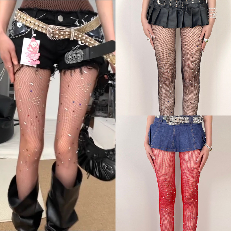 Sparkle Rhinestone ตาข่ายไนลอนถุงน่องแฟชั่นฤดูร้อนไม่สม่ําเสมอ Diamonds Pantyhose สําหรับผู้หญิงเซ็กซี่สุทธิ Shapewear Tights
