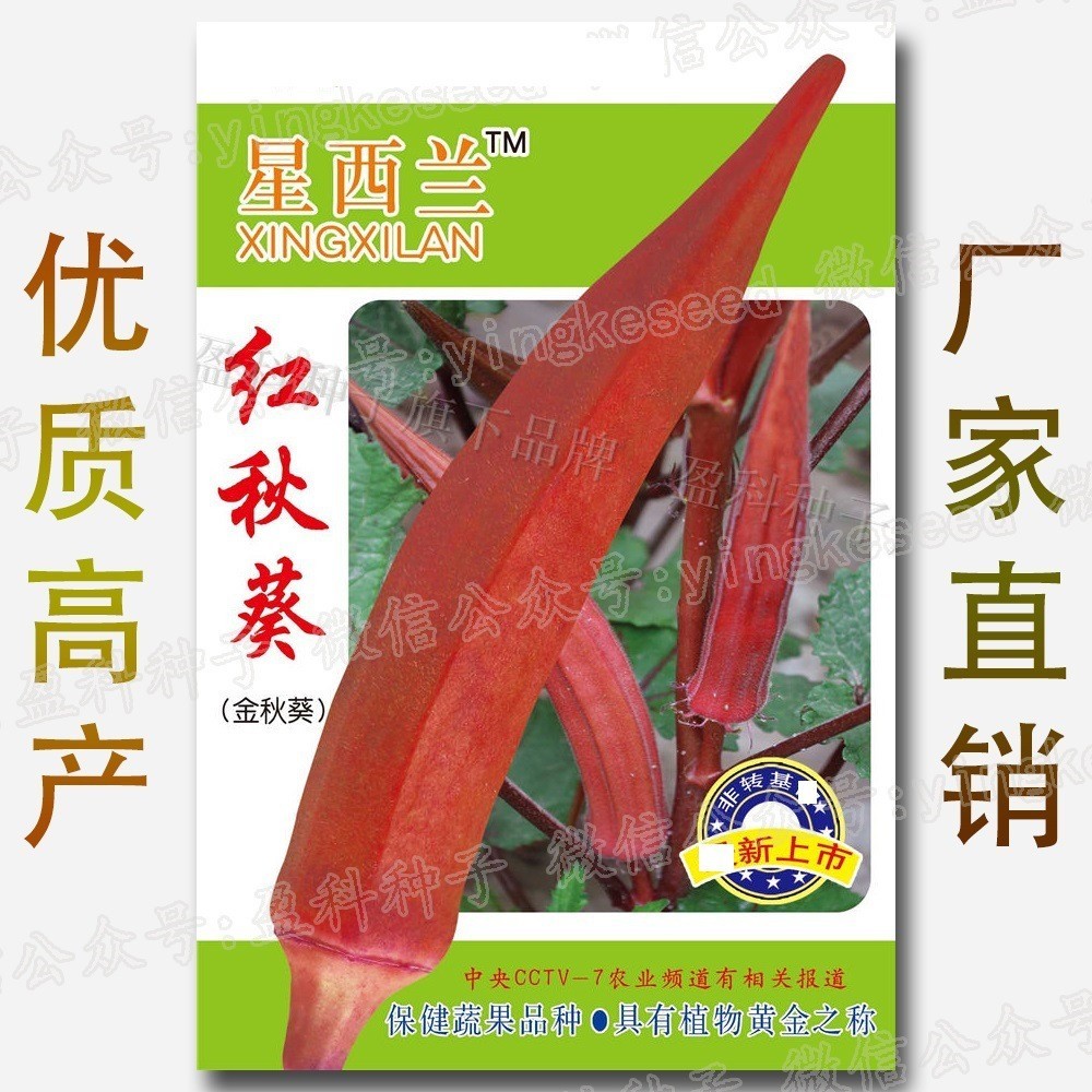 现货*约60粒红秋葵种子 红秋葵籽 四季易种 果实不易老 红果卡里巴种子Approximately 60 red okra seeds, red okra seeds.20260324