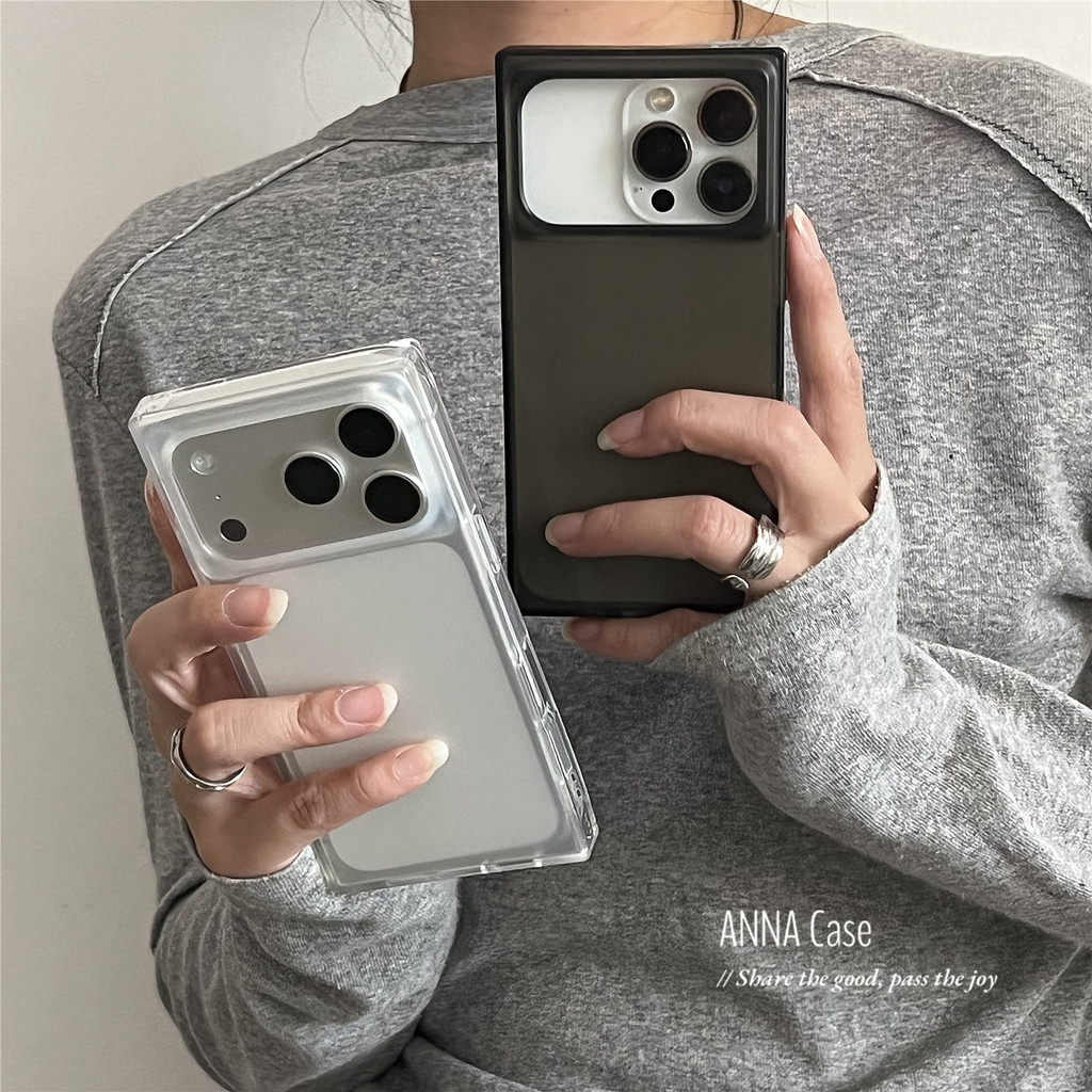 เคสโทรศัพท์ iPhone 17 Pro Max 16 15 14 13 12 11 รูปทรงสี่เหลี่ยม Full Soft TPU เคสกันกระแทก Matte Clear Cases