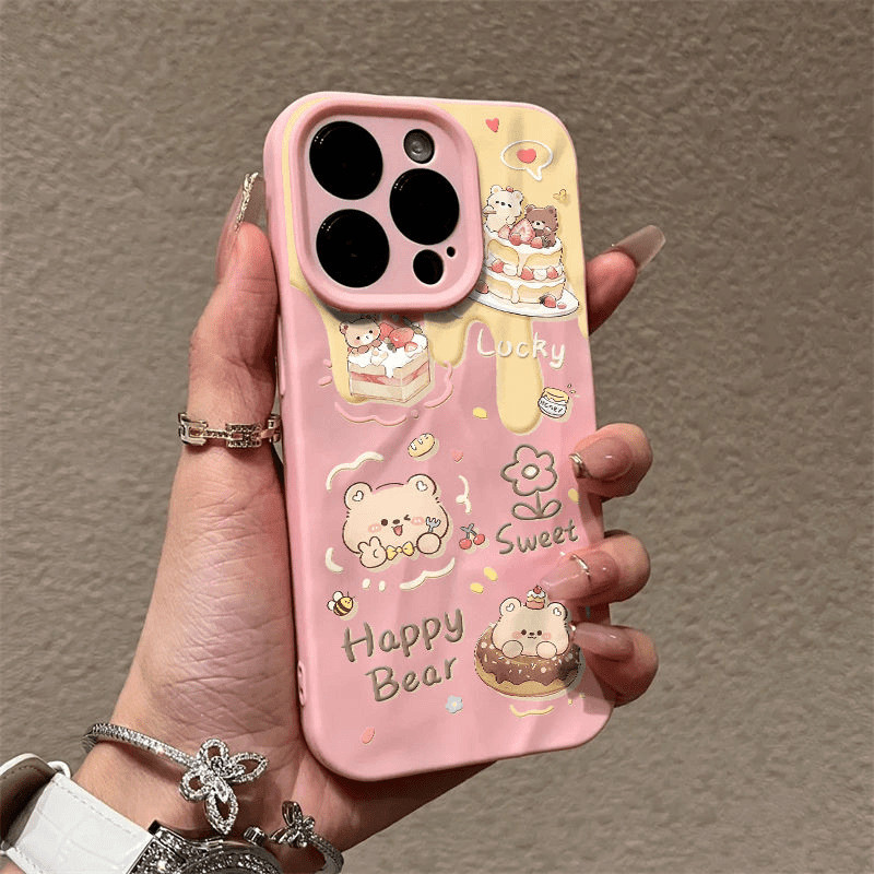 [คําแนะนําร้านค้า] เค้กหมีเหมาะสําหรับเคสโทรศัพท์ Apple 16 iPhone13/14/15pr omax กันกระแทก 12 รวมทุก
