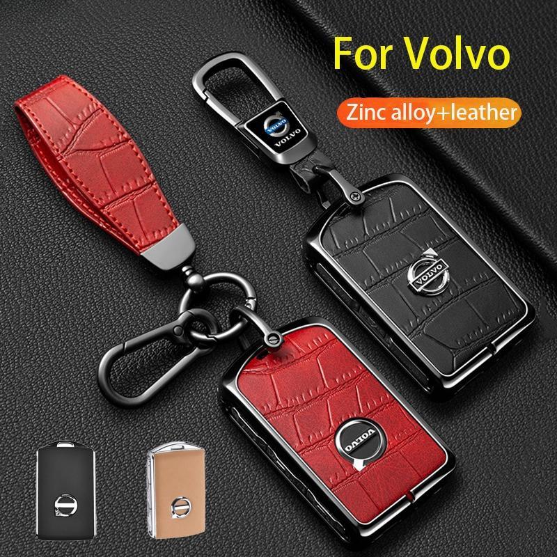ฝาครอบกุญแจรถสไตล์หนังจระเข้เหมาะสําหรับ Volvo T5 2019-2025 XC90 XC60 XC40, S60, S90, V60 Polestar 1