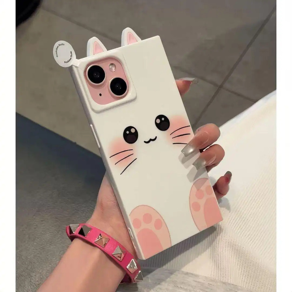 น้ําแข็งคริสตัลสแควร์เคสโทรศัพท์ซิลิโคนอ่อนนุ่มน่ารัก เหมียว การแสดงออก เหมาะสําหรับ ไอโฟน 11 12 13 14 15 16 17 มือโปร สูงสุด 14 15 16บวก 17อากาศ