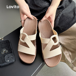 Lovito  รองเท้าแตะผู้หญิงแบบลําลอง พื้นแบน LFA106066