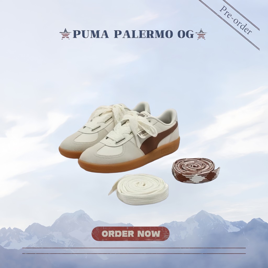pre-orderของแท้ 100% PUMA Wide Lace SD รองเท้าผ้าใบ Palermo สีขาว 402109-03 [พร้อมส่ง ช้อปปิ้งสิงคโป