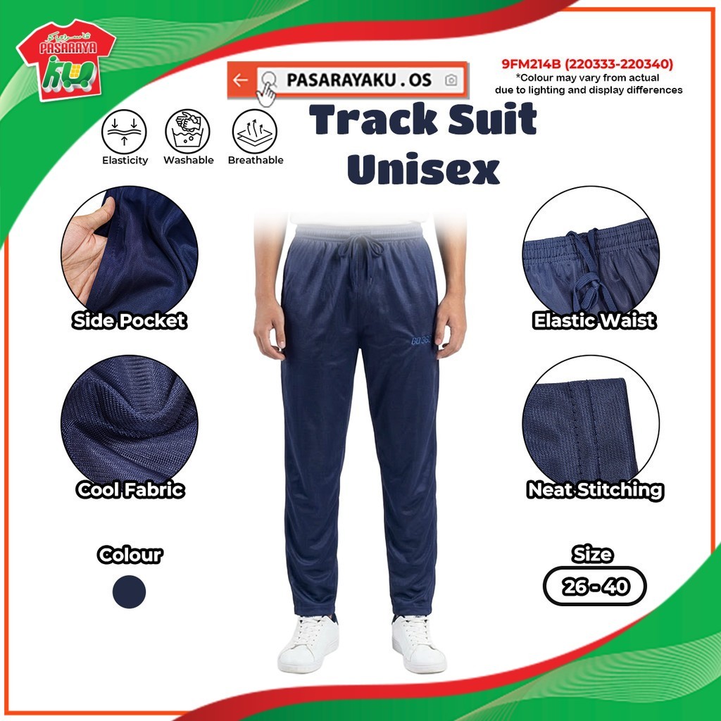Track Suit Pants Cotton Blue Seluar Track Suit Cotton Biru Sizes 22-40 9FM214B