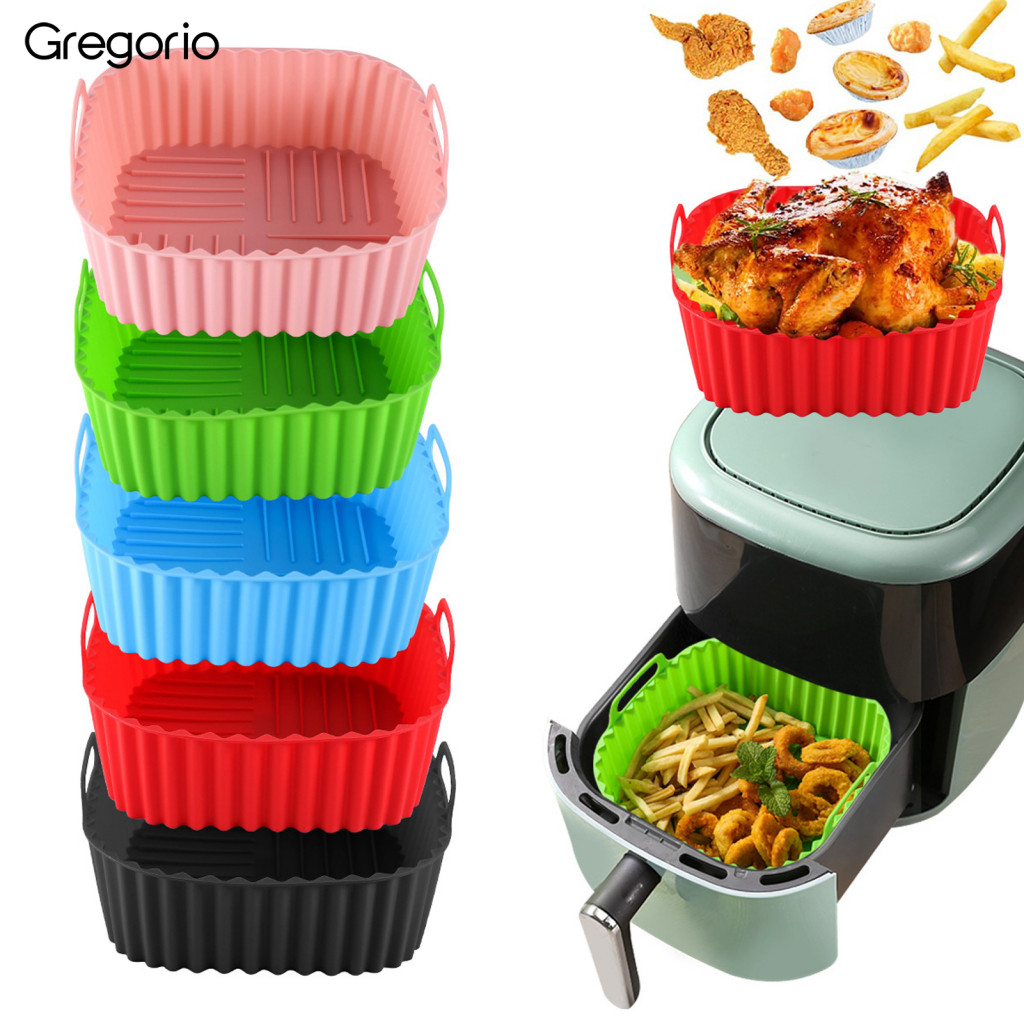 Gregxp ซิลิโคน Air Fryer ถาด Air Fryer ตะกร้าซิลิโคนซิลิโคนแบบใช้ซ้ําได้ Air Fryer ตะกร้าถาดสําหรับ 