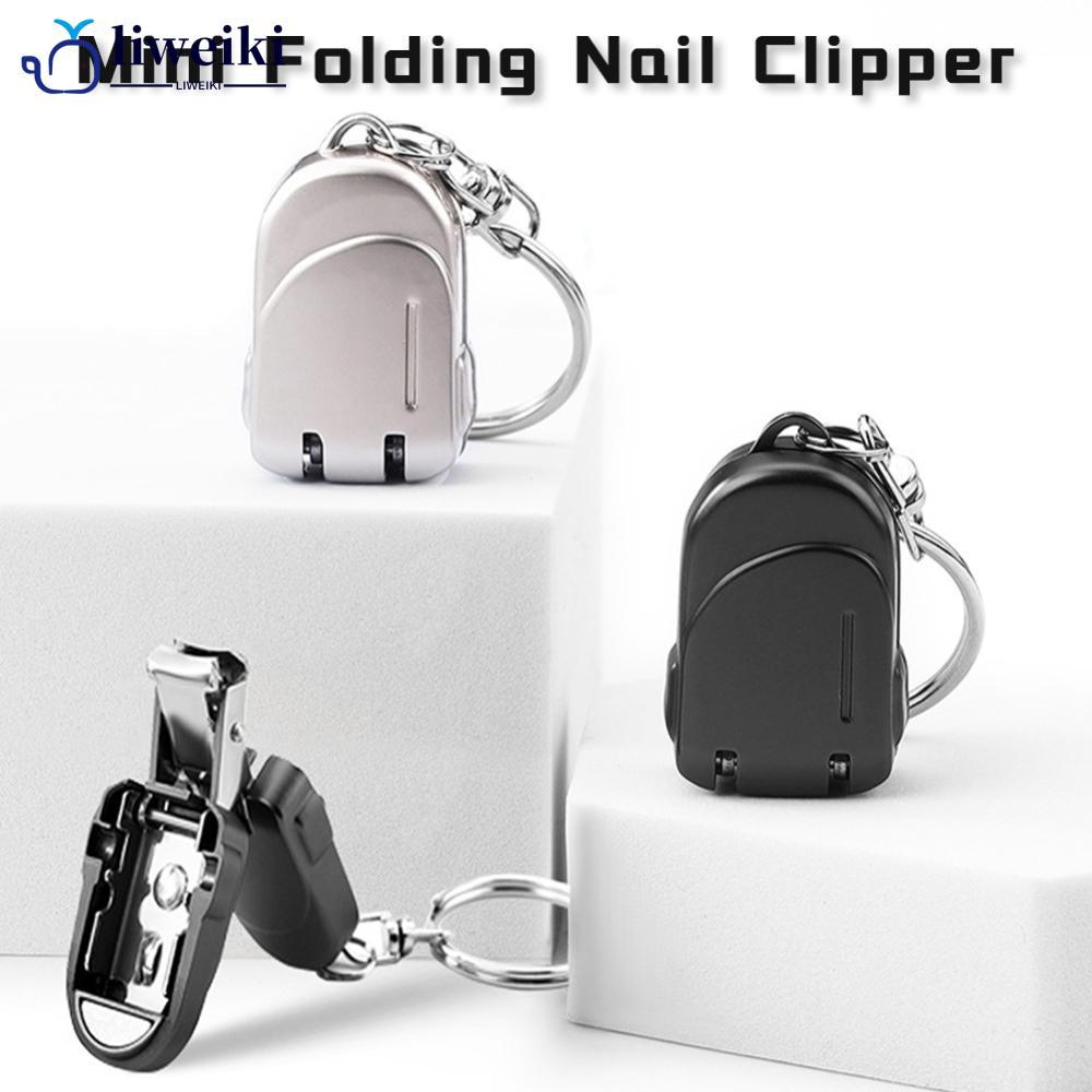 LIWEKI สแตนเลสมินิพับเล็บ Clipper พวงกุญแจแบบพกพา Flip-Cover Design Travel Personal Care เครื่องมือ 