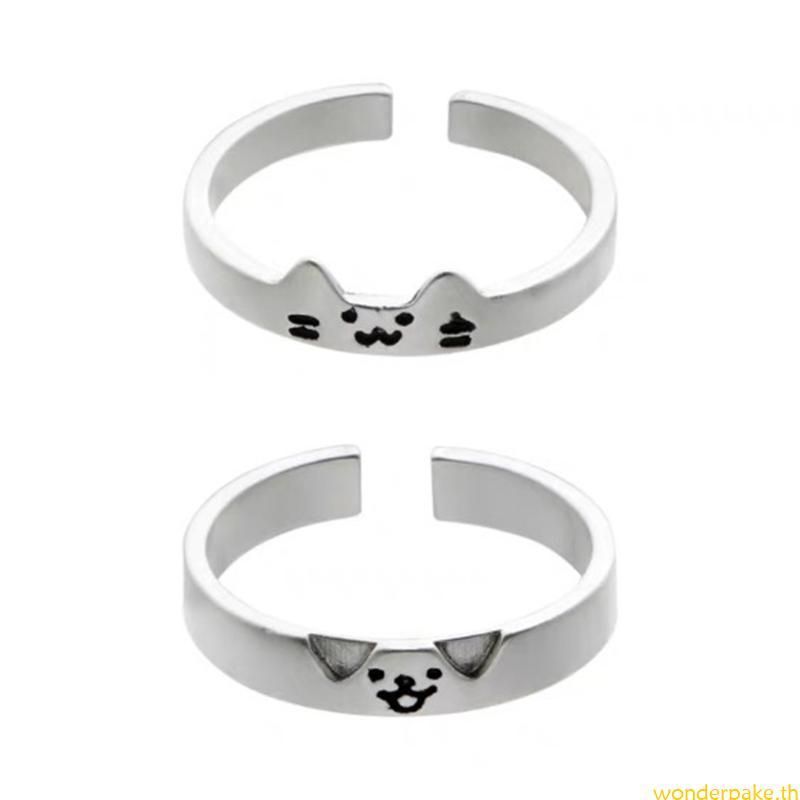 Wonder Cats and Dog Open Ring เครื่องประดับซ้อนอินเทรนด์สําหรับนักเรียนและมืออาชีพ