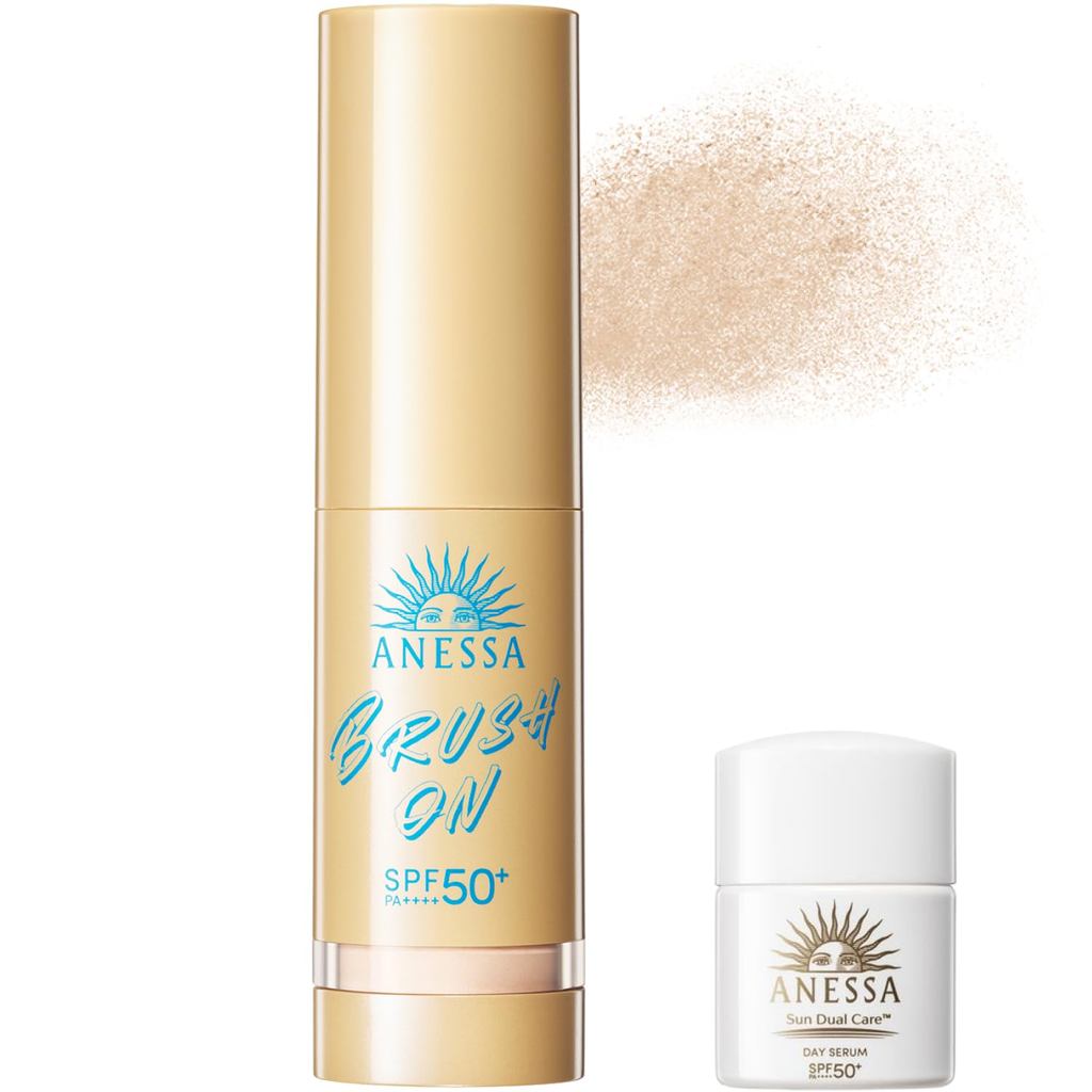 ANESSA Perfect UV Brush-On Powder SPF50+ PA++++ ชุดทดลองพร้อม Day Serum ขนาดพกพา | แป้งฝุ่นโปร่งแสง (Loose Powder) กลิ่นฟรุตตี้ฟลอรัล | กันแดด (UV Protection) ควบคุมความมัน ปกปิดรูขุมขน ผิวดูเป็นธรรมช  【ส่งตรงจากญี่ปุ่น】