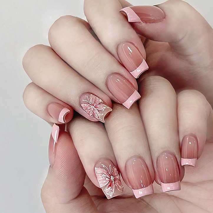 【R855】พร้อมส่ง เล็บปลอมสีเจล24ชิ้น เล็บปลอมสำเร็จรูป ใหม่เล็บปลอมกันน้ำ