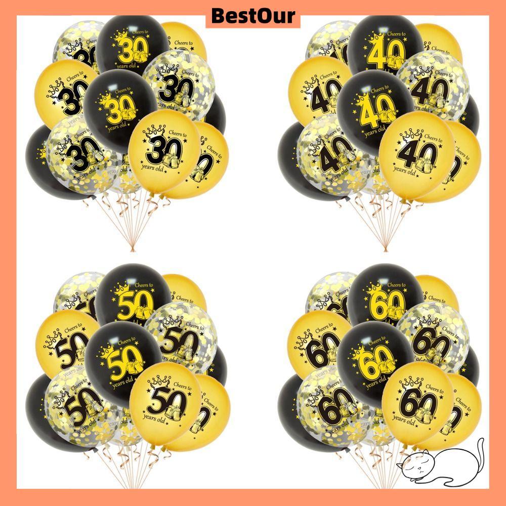 BESTOUR 12PCS วันเกิดบอลลูน, Party Props Latex 30th BIrthday บอลลูน,แฟชั่น 18th 30th 40th 50th 60th 