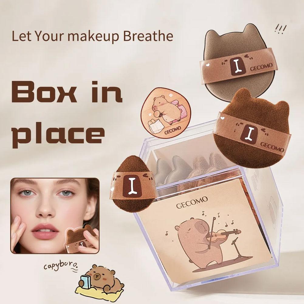 Capybara Thumb Powder Puff Set แป้งฝุ่น Flocking เป็นมิตรกับผิว Dual-use Cushion Powder Air P0h7
