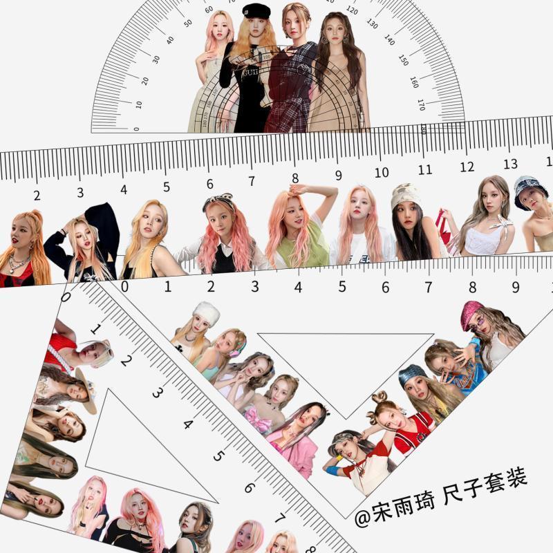 ร่มม้าม้า(G)I-DLE成角四件套装 Xiaotong星三片片片片片片直子透明豆尺Song Yuqi (G)I-DLE ชุดสี่ชิ้น: คนดังพัดลมไม้บรรทัดสามเ