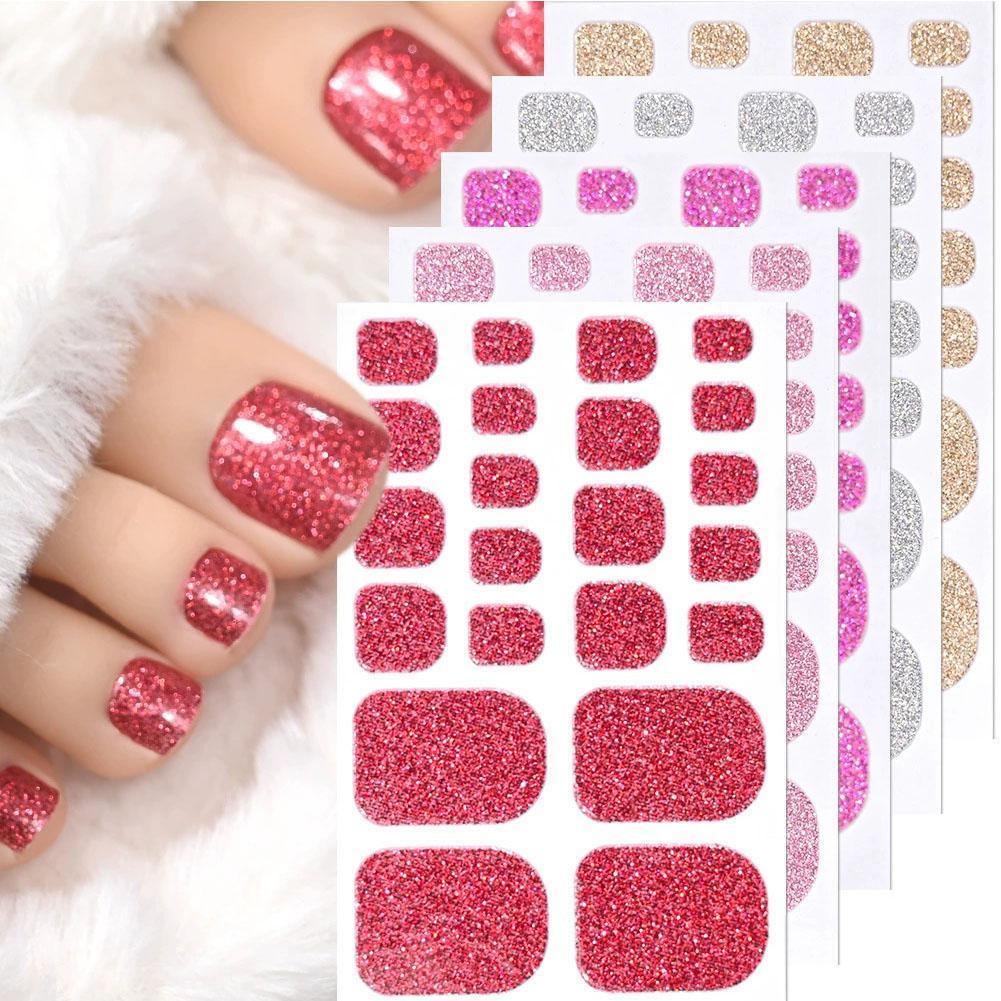 แผ่น Toe Nail Stier Wraps Simple สีทึบยาวกันน้ํายาวนานคลุมทั้งหมดแถบ F1o2