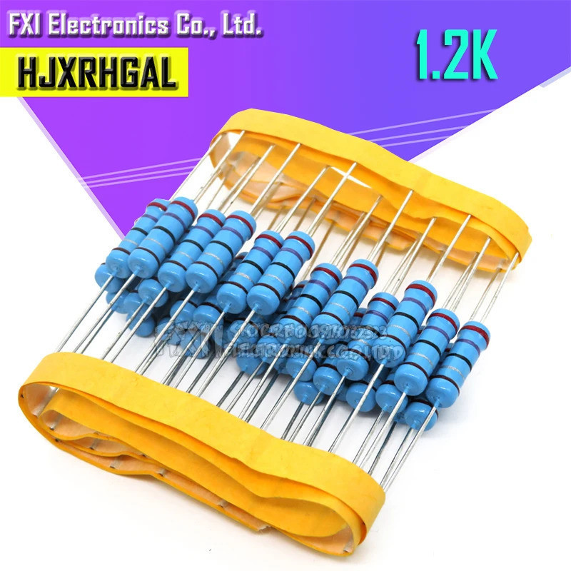 20 ชิ้น 2W 1.2K โอห์ม 2W 1K2 ตัวต้านทานฟิล์มโลหะ 2W ความต้านทาน