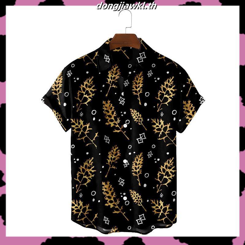 เสื้อฮาวาย ลายกุหลาบดำ ผ้านิ่ม M L XL Oversize คอฮาวาย JLW BRAND