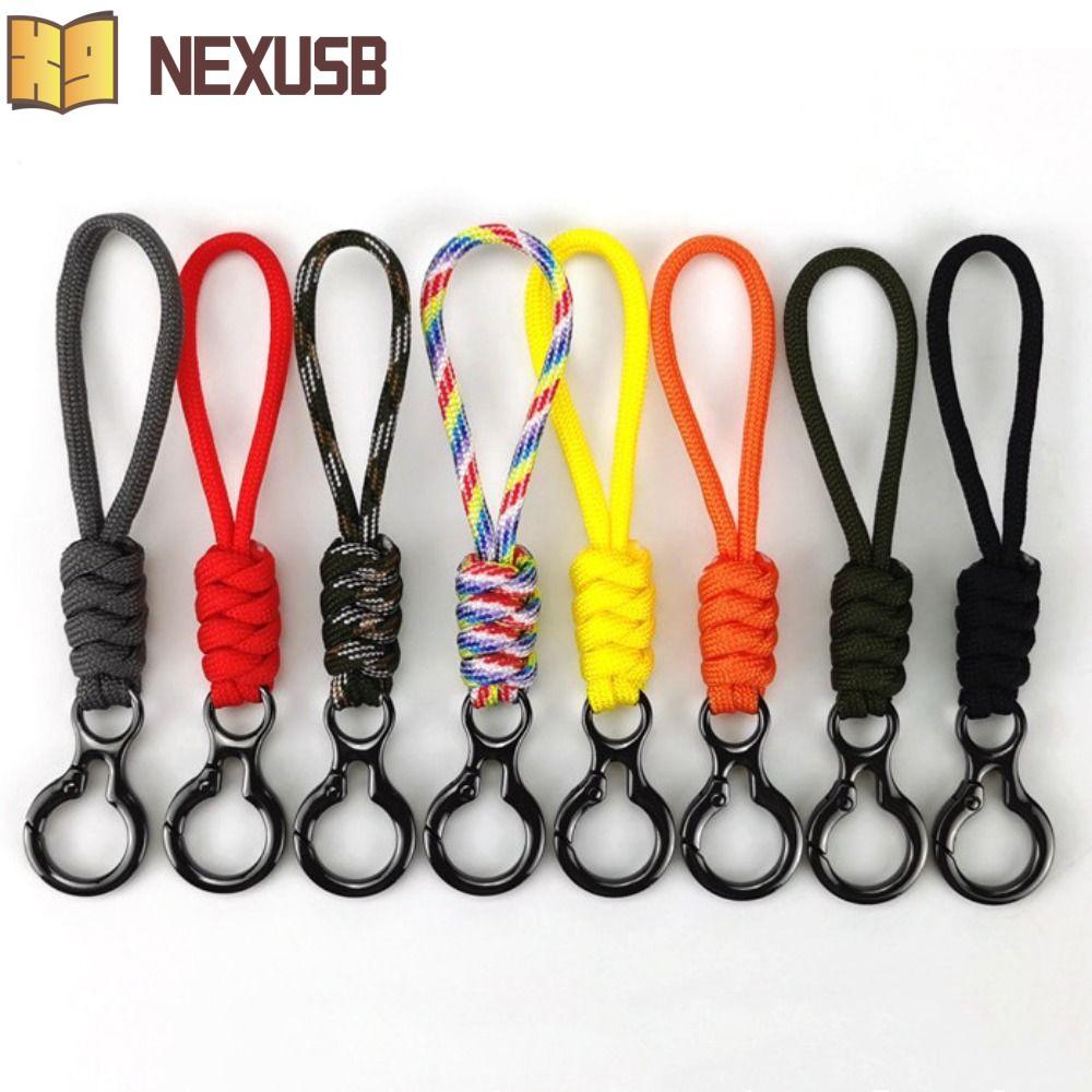 NEXUSBEAM เชือกร่มพวงกุญแจ, คล้องมือกระเป๋าจี้ Paracord, พวงกุญแจถักทอ, ของขวัญเครื่องประดับ, ที่ถือกุญแจรถ