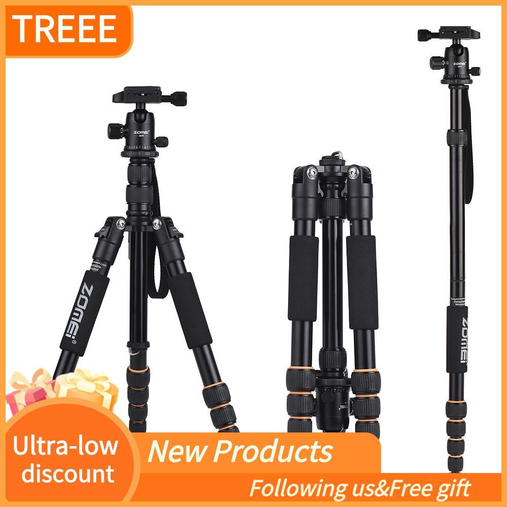 Treee Treee ZOMEI Q666 59 นิ้วขนาดกะทัดรัดแบบพกพาอลูมิเนียมอัลลอยด์กล้องขาตั้งกล้อง Monopod พร้อมหัว