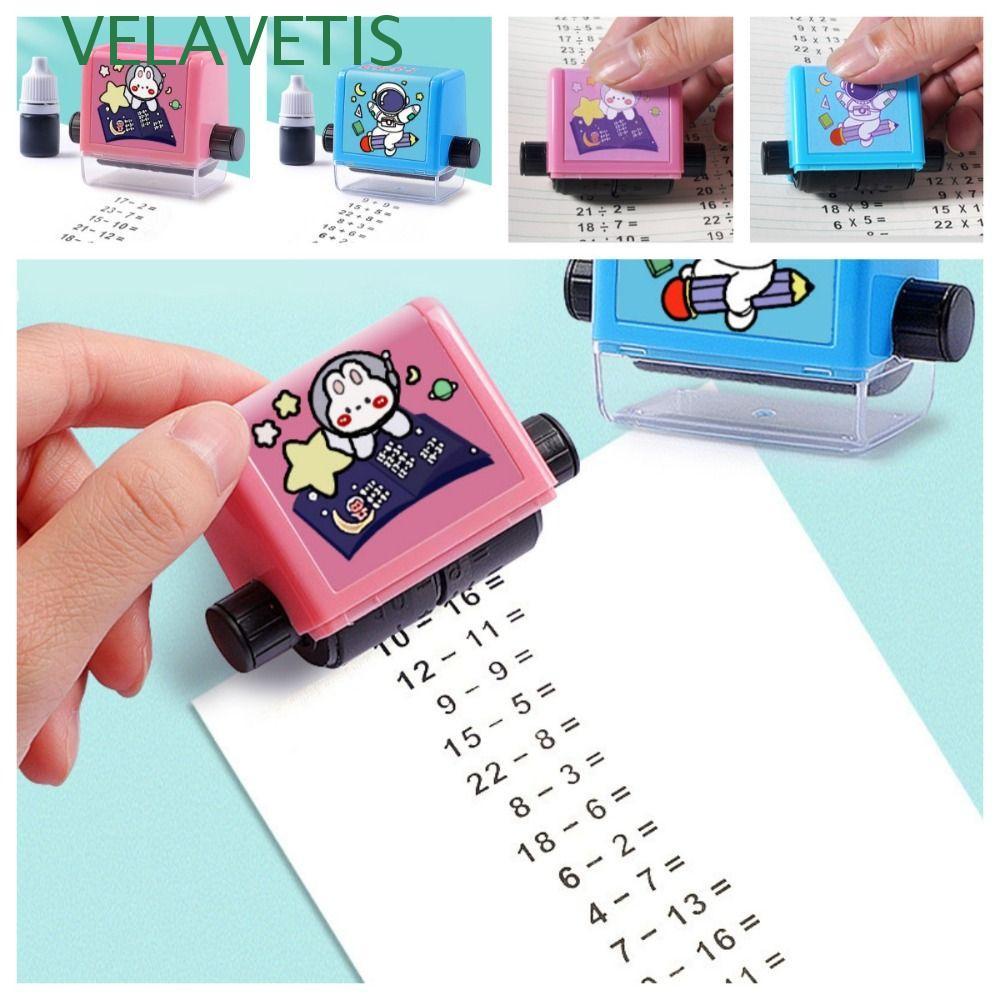 VELAVETIS ซีลเลขคณิตลูกกลิ้ง, การ์ตูนบวกเด็กแสตมป์คณิตศาสตร์, การคูณน่ารัก DIY หมายเลขเด็ก