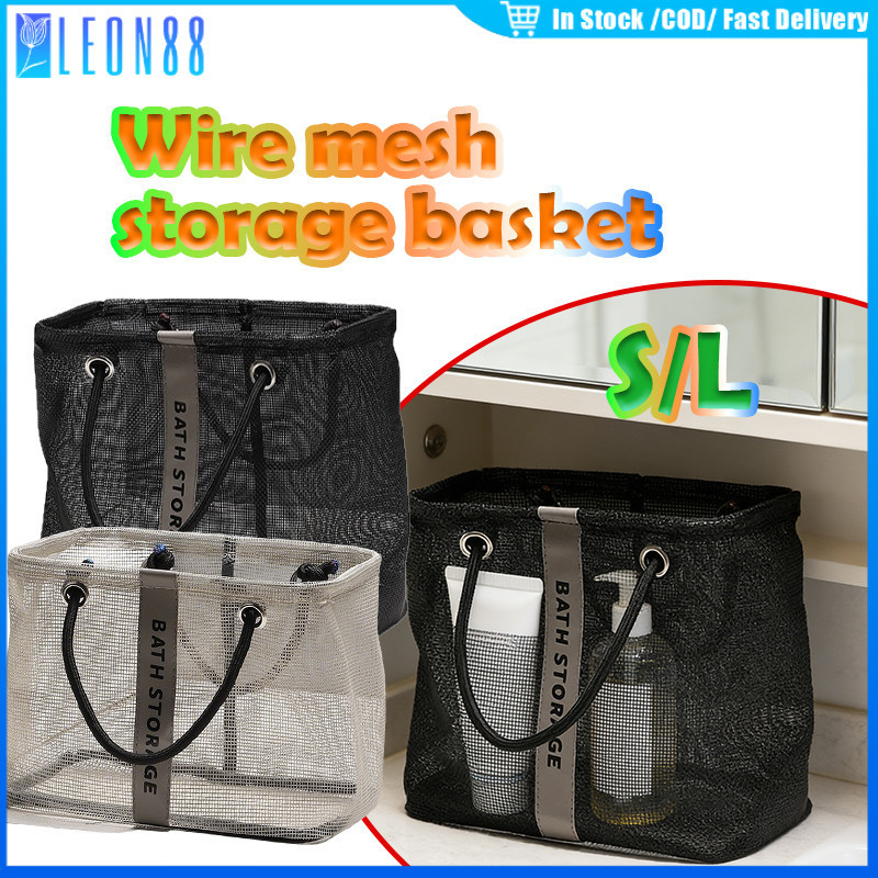 ของมาใหม่！ถุงอาบน้ำตาข่าย ระบายน้ํา ตะกร้าเก็บของระบายน้ํา แบบพกพา วัสดุOxford