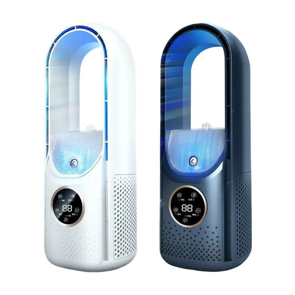 Portable Bladeless Fan Air Cooler Rechargeable Usb Lithium Battery Desk Mini Fan