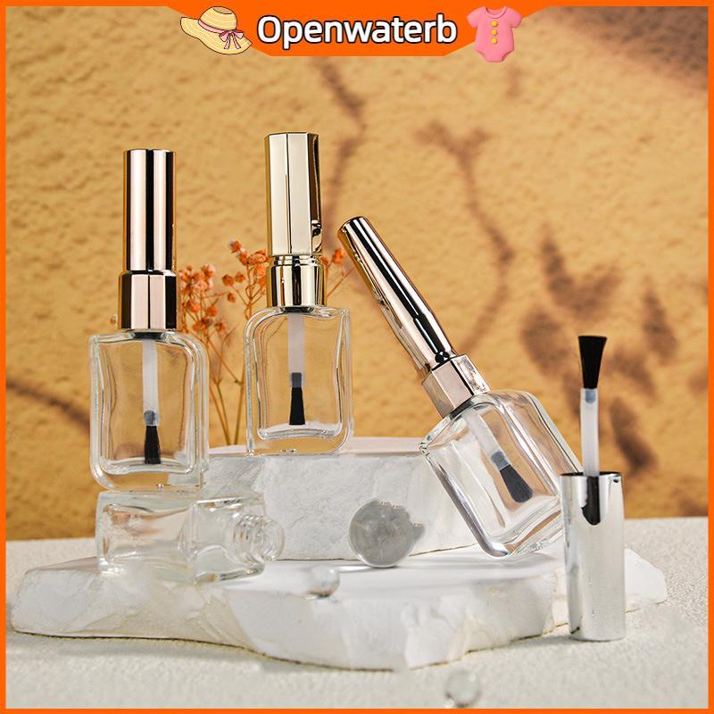 [KAN] 15ml ขวดยาทาเล็บที่ว่างเปล่าพร้อมฝาปิดแปรงคอนเทนเนอร์เครื่องสําอางขวดแก้วเล็บพร้อมแปรงฝาสีทองและสีเงิน FXH
