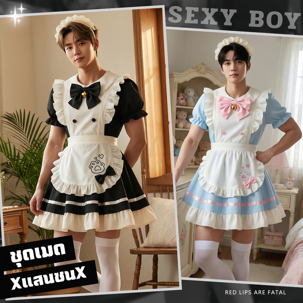 ชุดเมดคอสเพลย์  ชุดคอสเพลย์ผู้ชาย ชุดแฟนซีผู้ชาย 💖💪 SEXY BOY ไซส์ S-2XL S-823